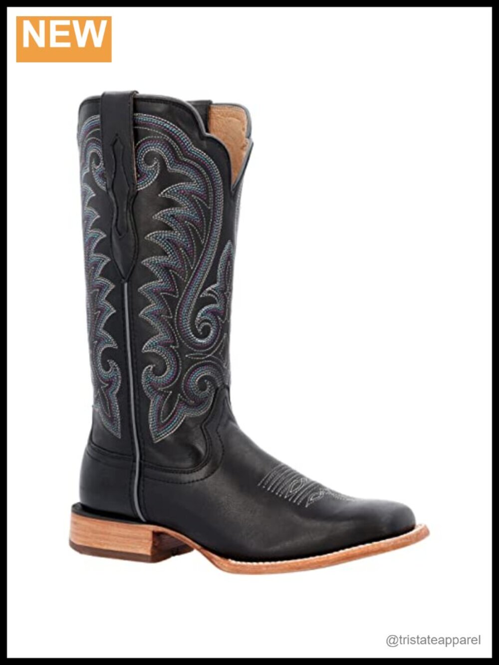 Full-Grain Leather Mid-Calf Cowboy Boots - Square Toe Pull-On